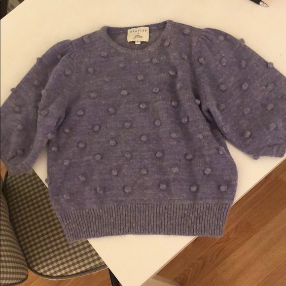 DEMYLEE X J.crew Puff- sleeve Pom-pom Sweater - Picture 2 of 5